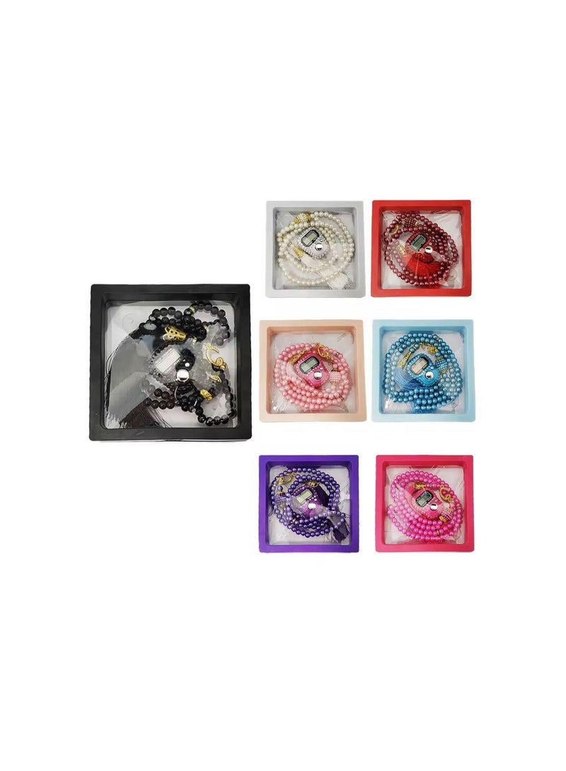 Prayer beads set with electronic counter – elegant design inside a gift box (pink) - Image 4